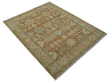 Custom Made Traditional Turkish Rust And Peach Hand Knotted Wool Area Rug