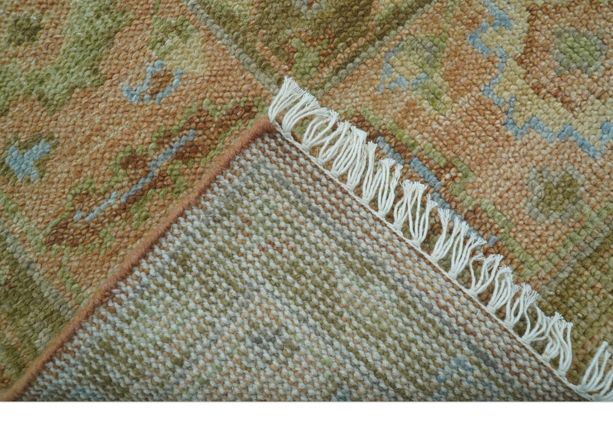 Custom Made Traditional Turkish Rust And Peach Hand Knotted Wool Area Rug