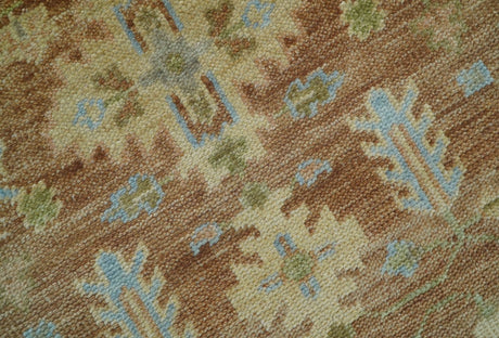 Custom Made Traditional Turkish Rust And Peach Hand Knotted Wool Area Rug