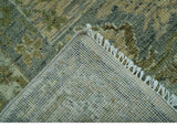Custom Made Transitional Beige, Green and Blue Hand Knotted wool area rug
