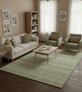 Custom Made Transitional Design Beige Hand Knotted Wool Area Rug