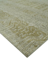 Custom Made Transitional Design Beige Hand Knotted Wool Area Rug