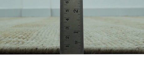 Custom Made Transitional Design Beige Hand Knotted Wool Area Rug