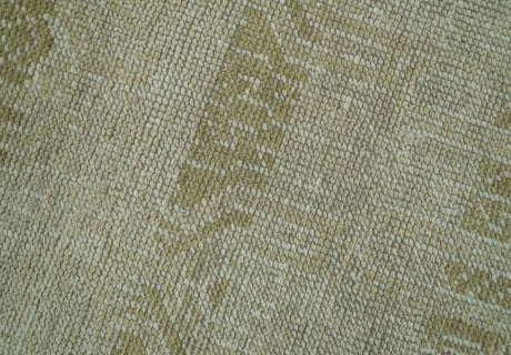 Custom Made Transitional Design Beige Hand Knotted Wool Area Rug