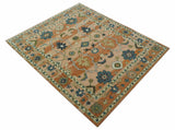 Custom Made Transitional Peach and Blue Hand Tufted Wool Area Rug