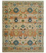 Custom Made Transitional Peach and Blue Hand Tufted Wool Area Rug