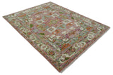 Custom Made Transitional Pink, Green and Ivory Turkish Design wool Area Rug