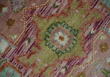 Custom Made Transitional Pink, Green and Ivory Turkish Design wool Area Rug