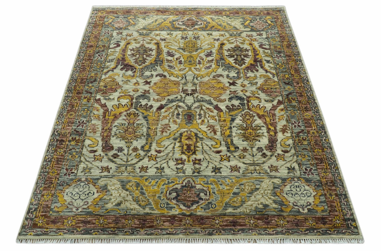 Custom Made Transitional Silver, Gold and Gray Hand Knotted Wool Rug