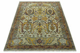 Custom Made Transitional Silver, Gold and Gray Hand Knotted Wool Rug