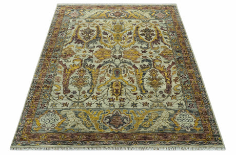 Custom Made Transitional Silver, Gold and Gray Hand Knotted Wool Rug