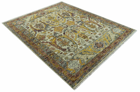 Custom Made Transitional Silver, Gold and Gray Hand Knotted Wool Rug