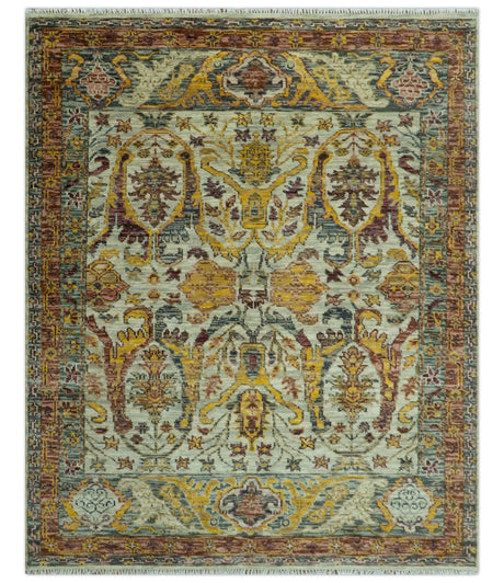 Custom Made Transitional Silver, Gold and Gray Hand Knotted Wool Rug