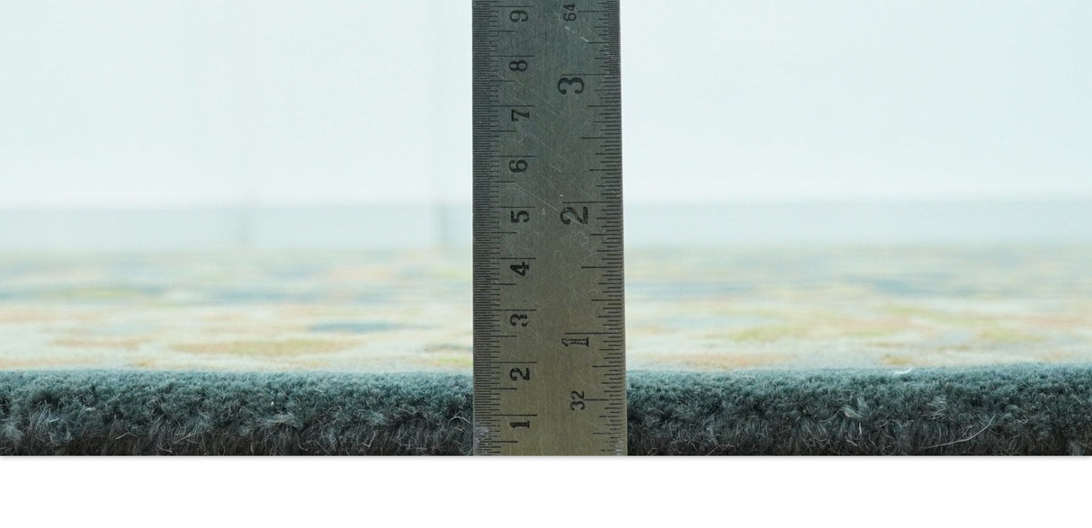 Custom Made Tree of Life Beige And Teal Floral Design Hand Tufted Wool Area Rug