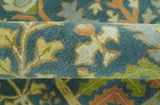 Custom Made Tree of Life Beige And Teal Floral Design Hand Tufted Wool Area Rug