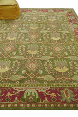 Custom Made Tree of life Green And Red Traditional Design Hand Tufted Wool Rug