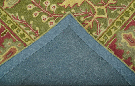 Custom Made Tree of life Green And Red Traditional Design Hand Tufted Wool Rug