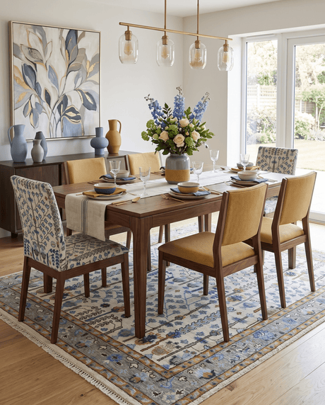 Custom Made Tree of life Hand Knotted Antique Ivory, Blue and Gray Wool area Rug