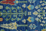 Custom Made Tree of Life Hand Knotted Blue And Beige Traditional Wool area Rug