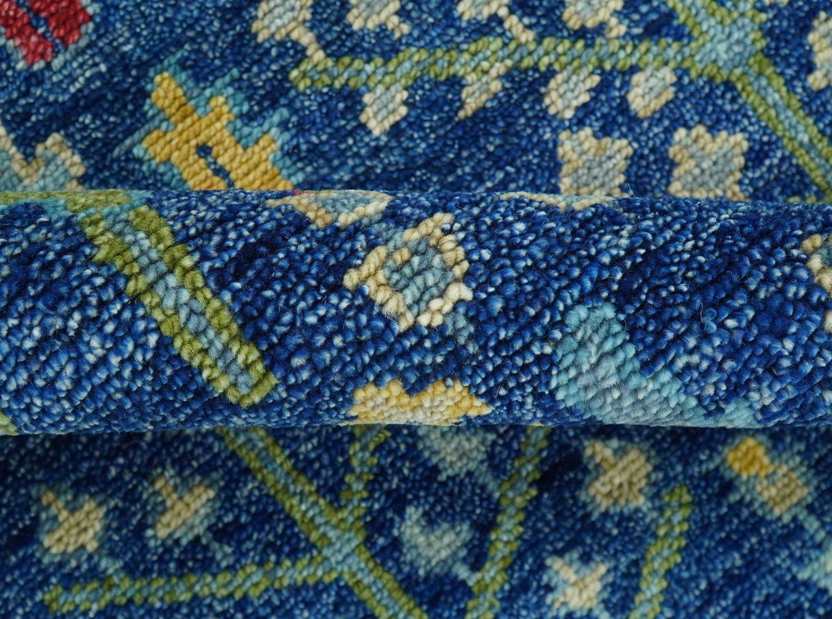 Custom Made Tree of Life Hand Knotted Blue And Beige Traditional Wool area Rug