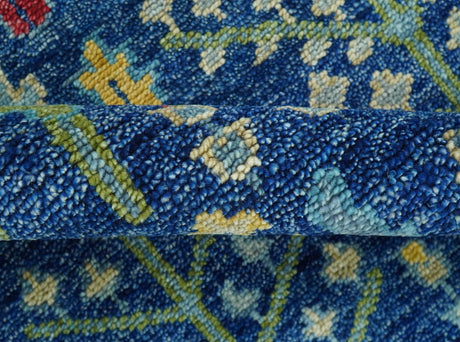 Custom Made Tree of Life Hand Knotted Blue And Beige Traditional Wool area Rug