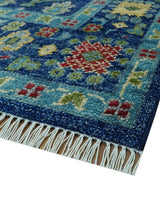 Custom Made Tree of Life Hand Knotted Blue And Beige Traditional Wool area Rug