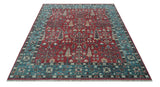 Custom Made Tree of Life Hand Knotted Maroon and Blue Traditional Wool area Rug