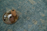 Custom Made Tree of Life Hand Knotted Teal and Beige Traditional Oushak Wool Area Rug