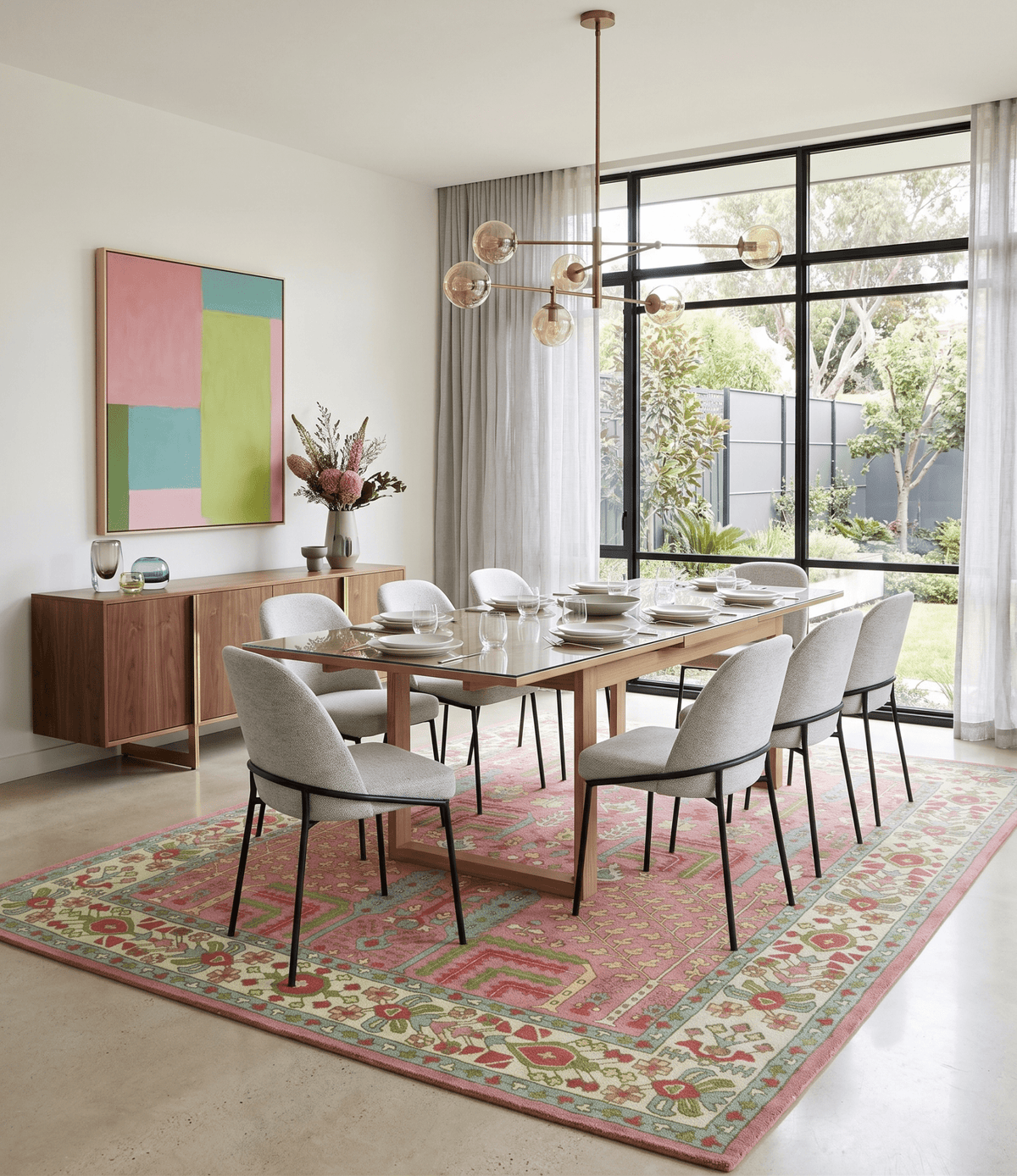 Custom Made Tree of life Traditional Floral Dark Peach, Beige and Green wool Area Rug