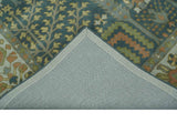 Custom Made Tree of life Traditional Teal, Silver, Green and Dark Peach wool Rug