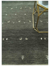 Custom Made Tribal Gabbeh Dark Green wool Area Rug