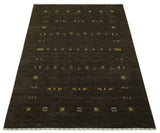 Custom Made Tribal look Greenish-Brown Traditional Hand loom Wool Area Rug