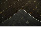 Custom Made Tribal look Greenish-Brown Traditional Hand loom Wool Area Rug