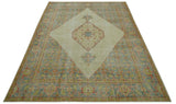 Custom Made Turkish Design Beige and Blue Hand Knotted Wool Rug
