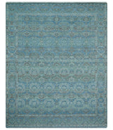 Custom Made Turkish Design Blue And Gray Hand Knotted Afghan Wool Area Rug