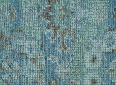 Custom Made Turkish Design Blue And Gray Hand Knotted Afghan Wool Area Rug