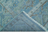 Custom Made Turkish Design Blue And Gray Hand Knotted Afghan Wool Area Rug