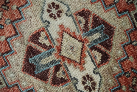 Custom Made Turkish Style Rust and Charcoal Traditional Medallion Hand knotted wool Area Rug