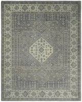 Custom Made Vintage Distressed Hand Knotted Serapi Gray and Beige Wool Area Rug