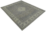 Custom Made Vintage Distressed Hand Knotted Serapi Gray and Beige Wool Area Rug