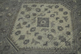 Custom Made Vintage Distressed Hand Knotted Serapi Gray and Beige Wool Area Rug