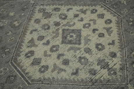Custom Made Vintage Distressed Hand Knotted Serapi Gray and Beige Wool Area Rug