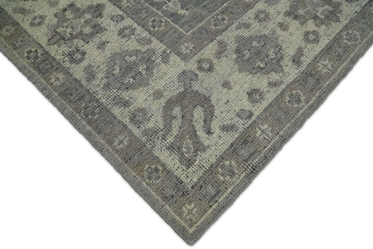 Custom Made Vintage Distressed Hand Knotted Serapi Gray and Beige Wool Area Rug