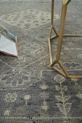 Custom Made Vintage Distressed Hand Knotted Serapi Gray and Beige Wool Area Rug