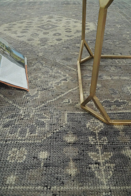 Custom Made Vintage Distressed Hand Knotted Serapi Gray and Beige Wool Area Rug