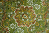 Custom Made Vintage Style Green, Silver and Gold Hand Knotted Traditional Heriz wool area rug