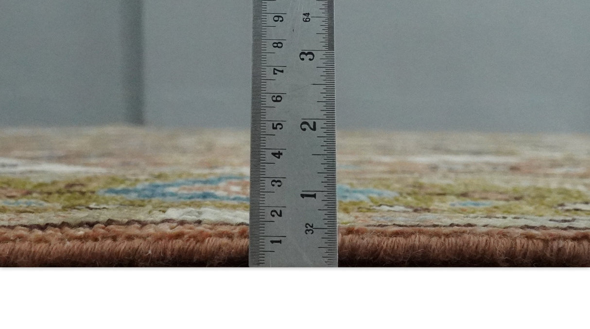 Custom Made Vintage Style Olive, Rust and Ivory Hand Knotted Traditional Wool Area Rug-Parc Decor