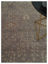 Custom Made Vintage Style Tree of life Brown And Beige Hand Knotted Wool Rug