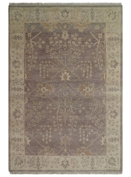 Custom Made Vintage Style Tree of life Brown And Beige Hand Knotted Wool Rug