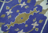 Custom Made Violet, Ivory and Olive Traditional Hand knotted Oriental Oushak wool Area Rug